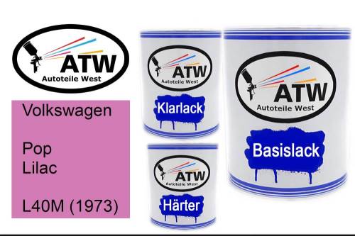 Volkswagen, Pop Lilac, L40M (1973): 1L Lackdose + 1L Klarlack + 500ml Härter - Set, von ATW Autoteile West.